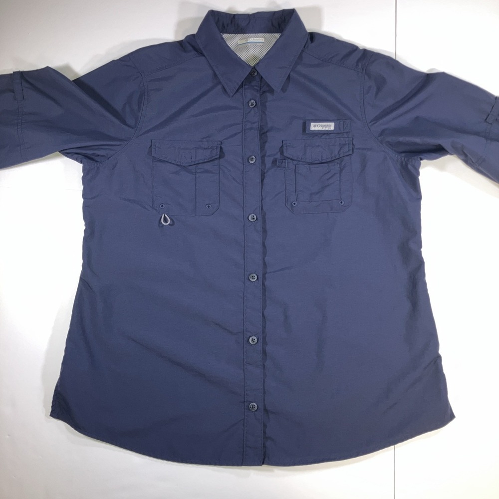 Columbia PFG Bahama Shirt Mens XL Navy Blue Performance Fishing Gear Vented